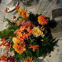 Center pieceⅠ　英字新聞をテーブルクロスにして