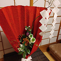 漆喰紙と植物　岩澤講師作品