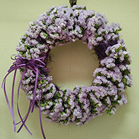 スターチス　ラベンダー色のリース　松下講師作品