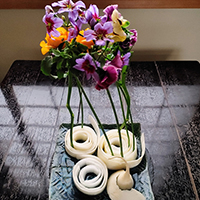 野菜と花のデザイン　大根を使用　　脊黒講師作品